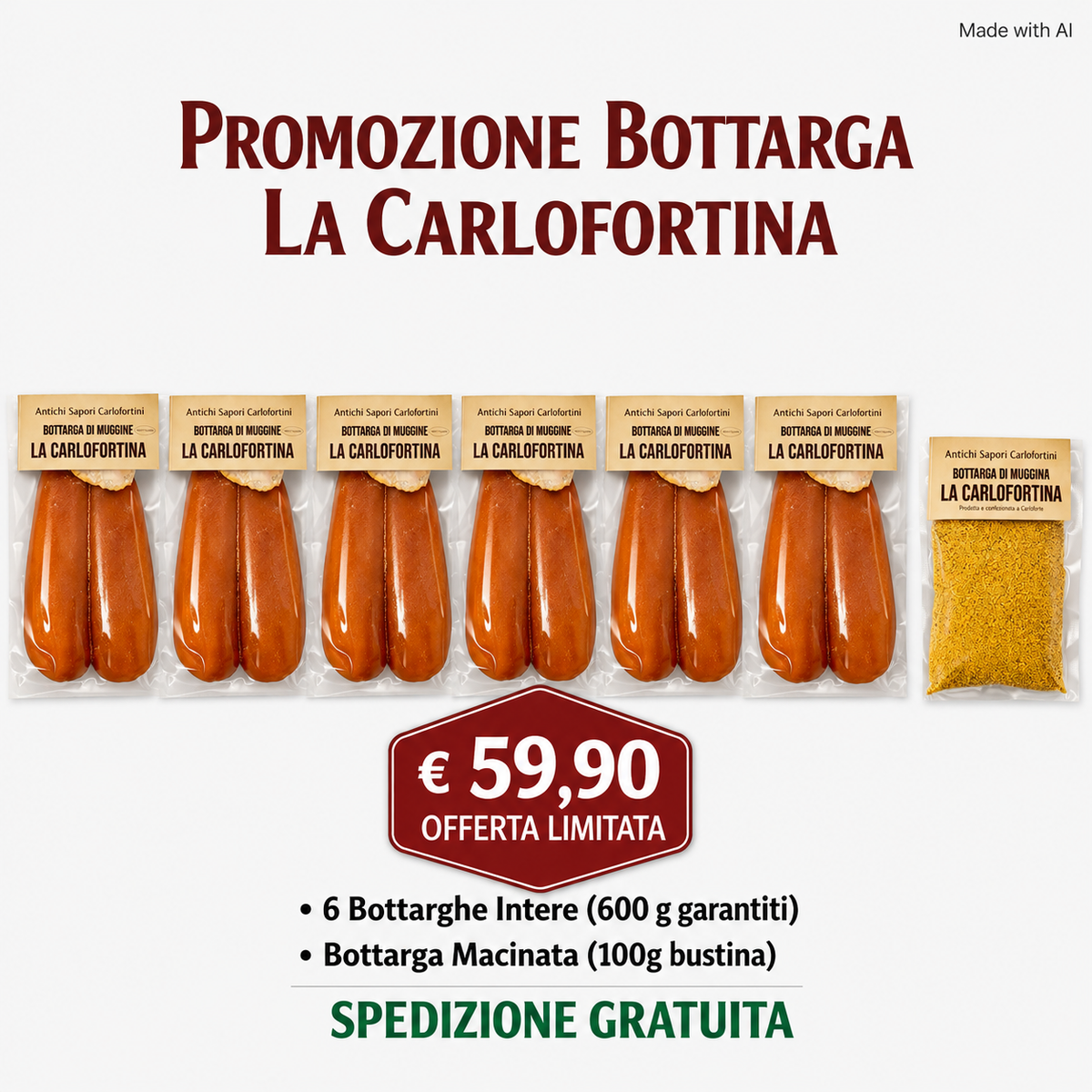 Promo Grande Boutargue — 6 Boutargues Entières + Moulue