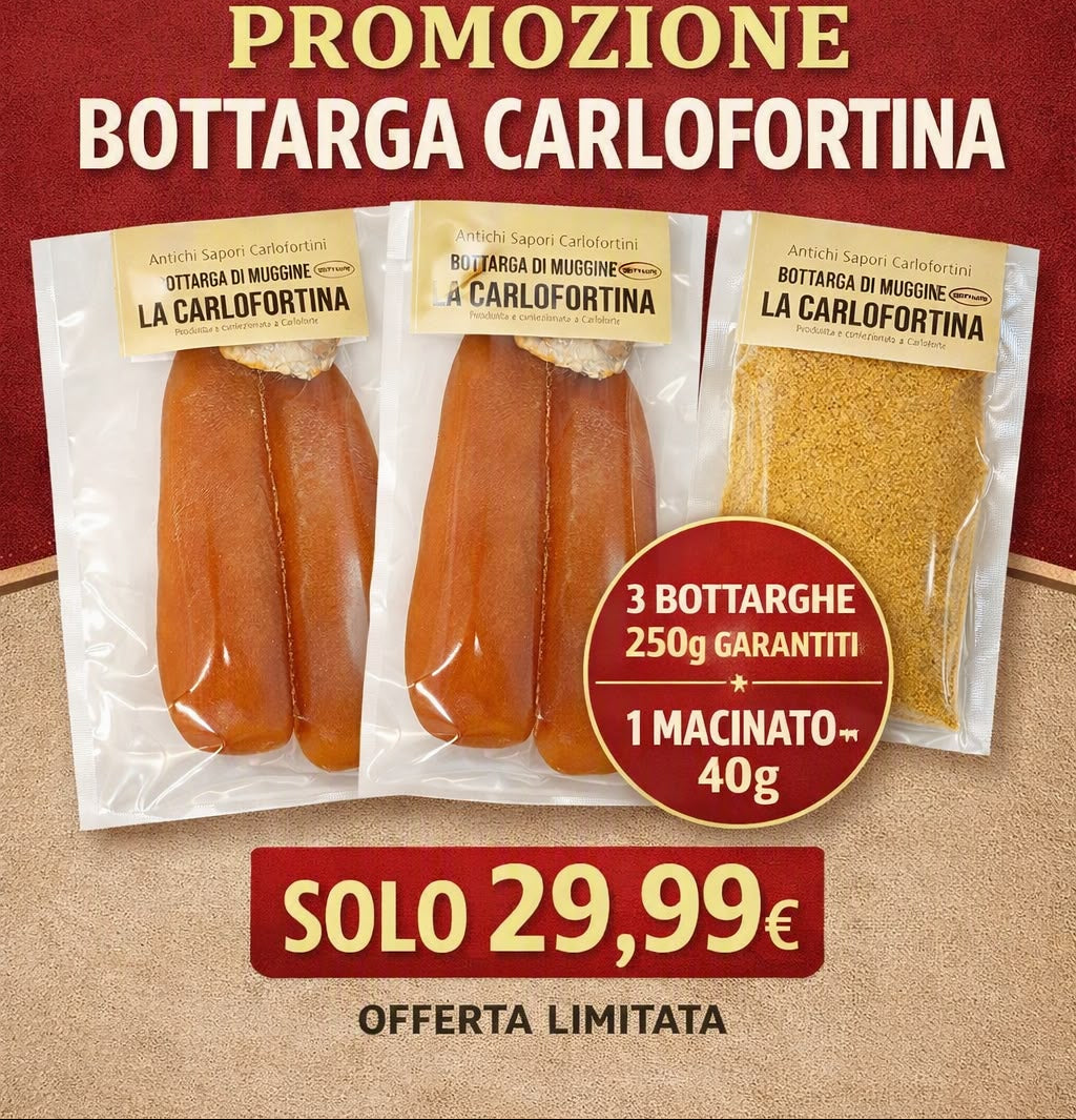 Promo Bottarga Carlofortina 3x250 g + 1 Macinato 40 g