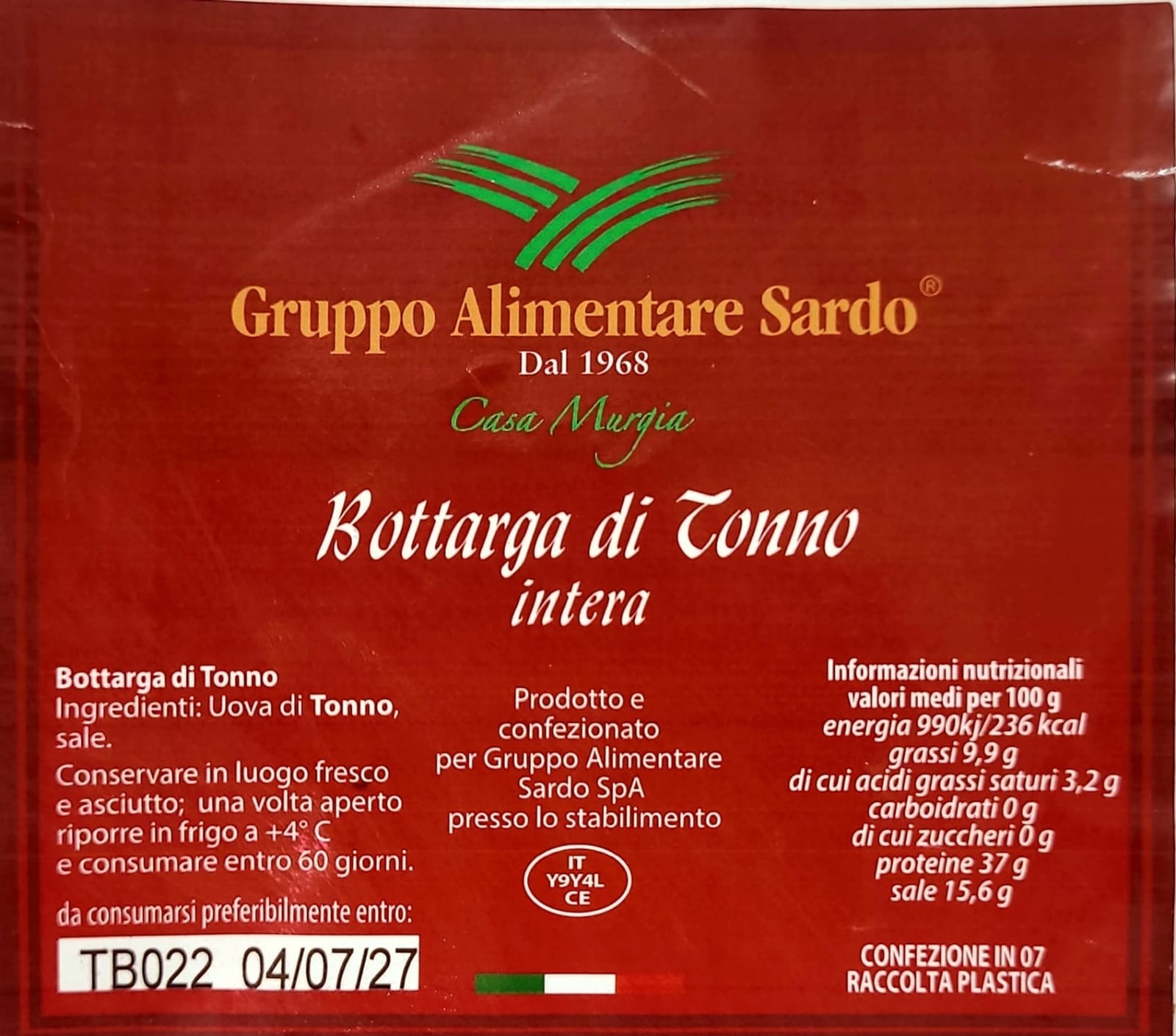 Bottarga di Tonno Intera – Gruppo Alimentare Sardo®